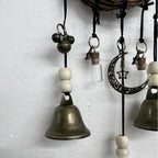 Witch Bell Hanging Decor | Boho Rustic Design | Rattan & Metal | 11.8 in
