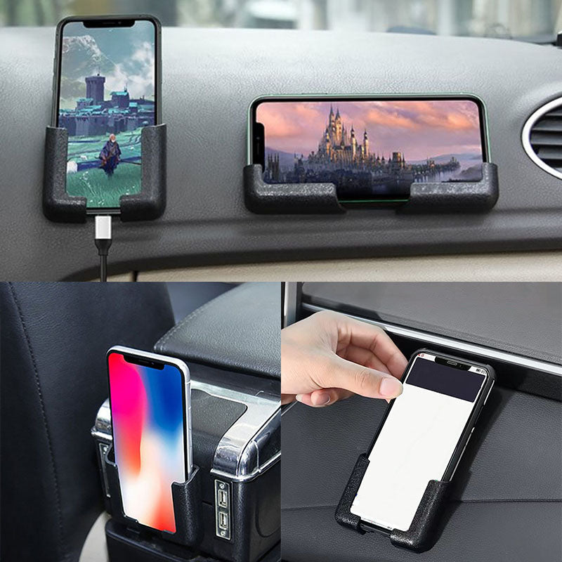 Self-adhesive dashboard holder for mobile phone in car