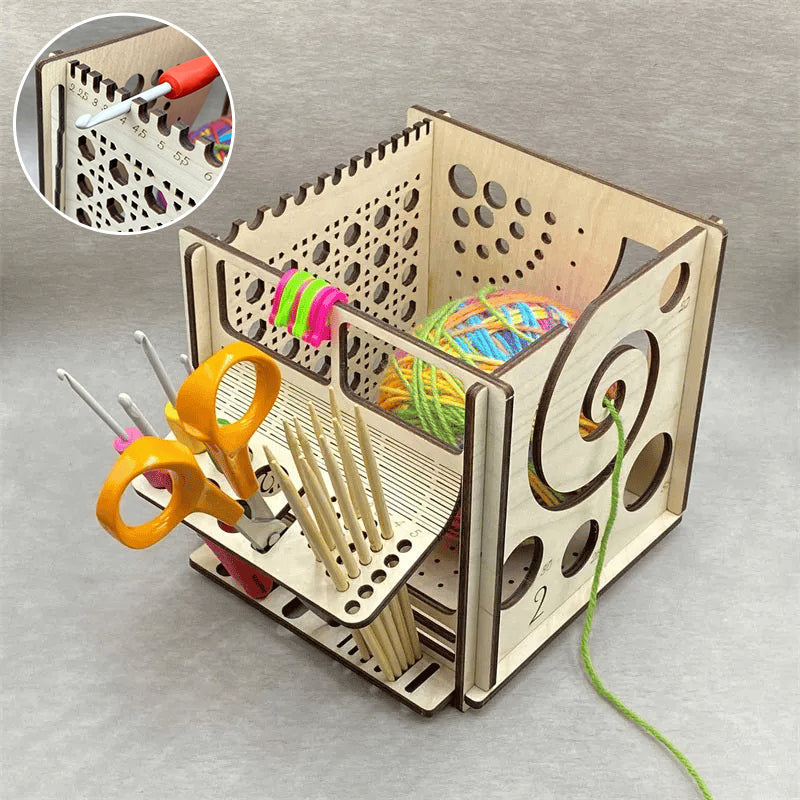 All-in-one Wood Yarn Bowl - Multifunctional Knitting Tool