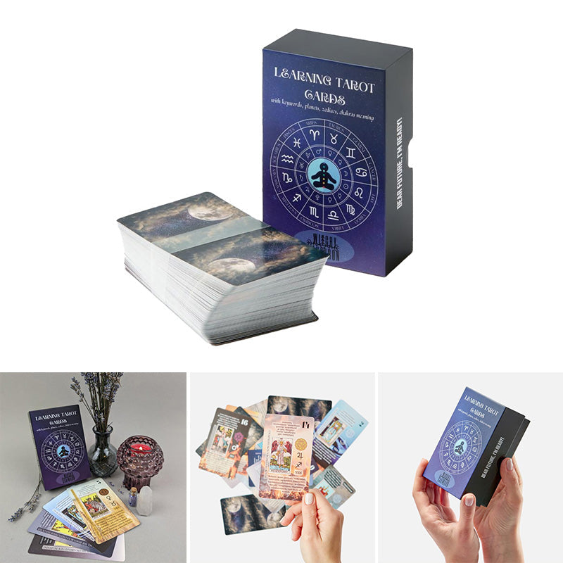 Learning cards Tarot deck with meanings on it