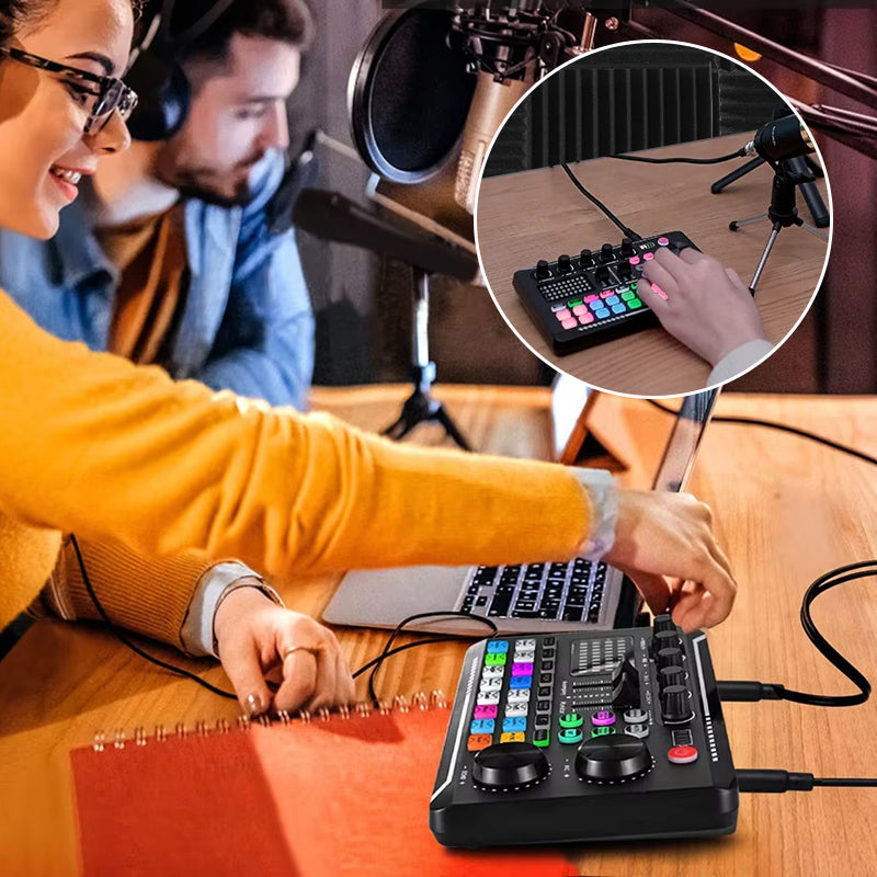 Live sound card with DJ mixer effects & voice changer