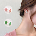 Heart-shaped Opal Lucky Four Leaf Clover Earrings