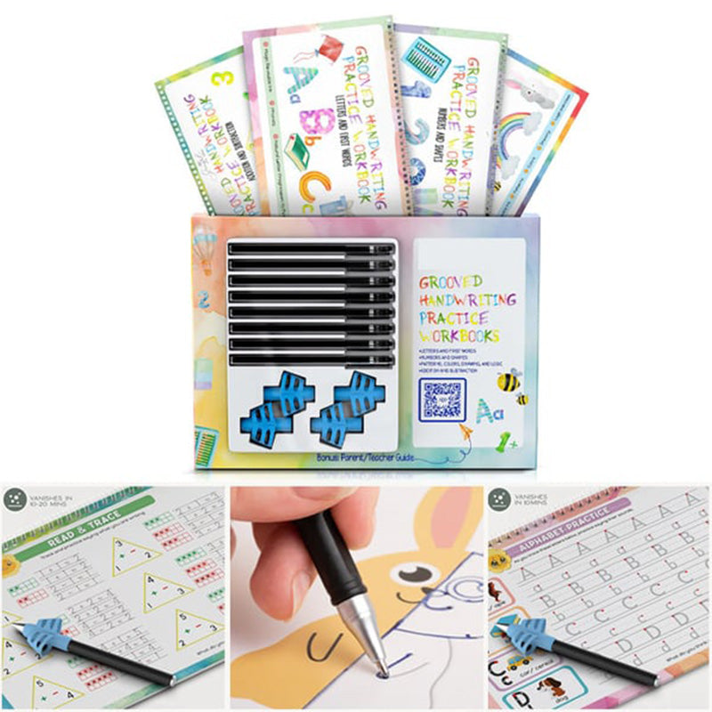 Reusable ribbed handwriting workbooks