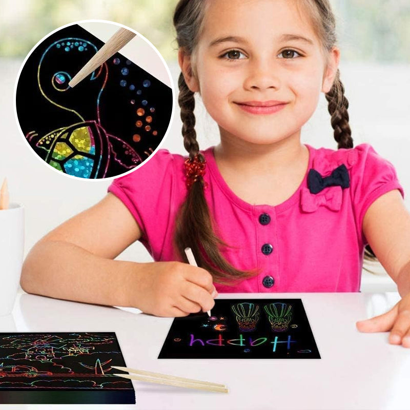 【100 sheets/1 set】DIY Rainbow Magic Scratch Paper Art Set
