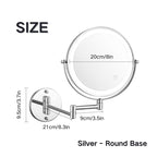 Rechargeable wall-mounted shaving mirror | 360° rotation. 1X/10X magnification and adjustable LED lighting for use in the bathroom
