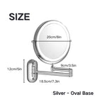 Rechargeable wall-mounted shaving mirror | 360° rotation. 1X/10X magnification and adjustable LED lighting for use in the bathroom