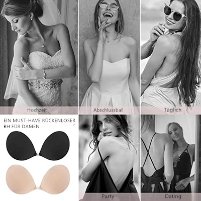 Self-adhesive, invisible gathering of bras