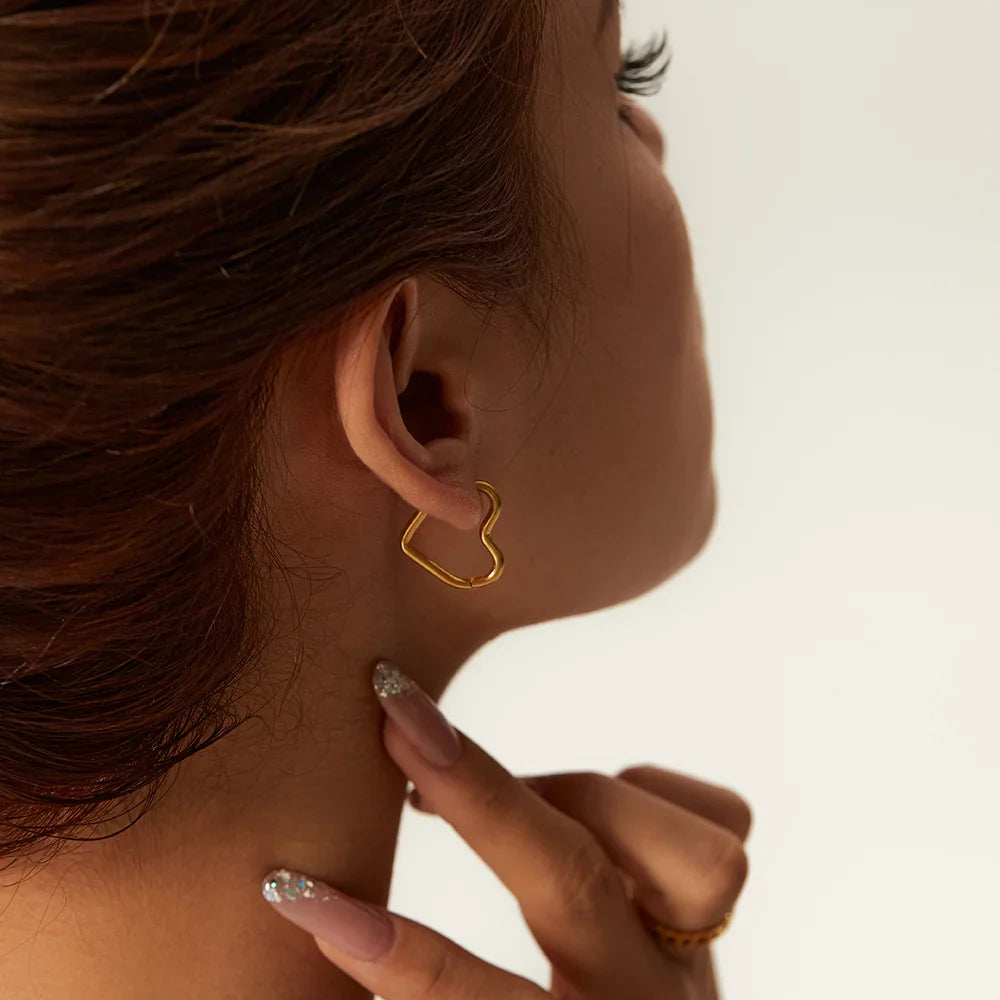 Elegant Heart Hoop Earrings
