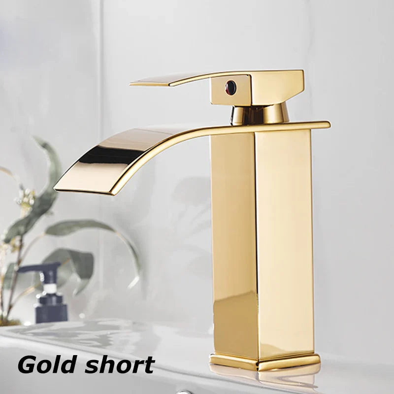 Waterfall Vanity Tap Aqualis Noir | Stainless Steel | Hot & Cold Water | For Bathroom & Guest Toilet