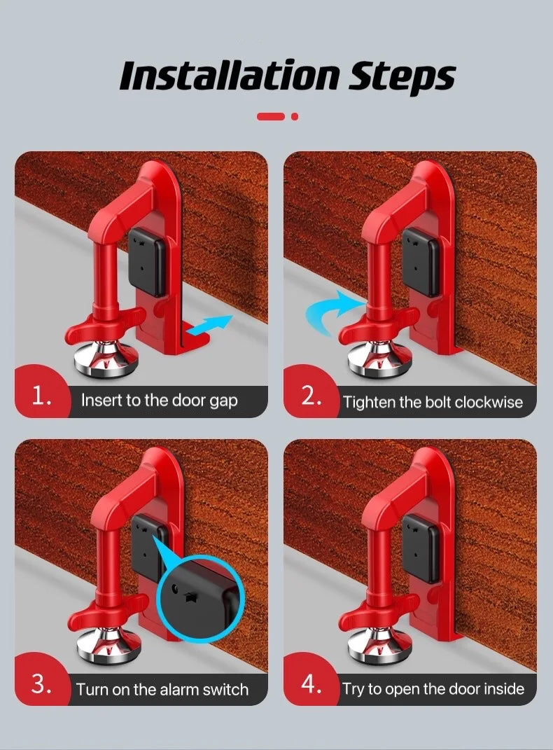 Strong Theft Protection Travel Metal Door Stop Alarm