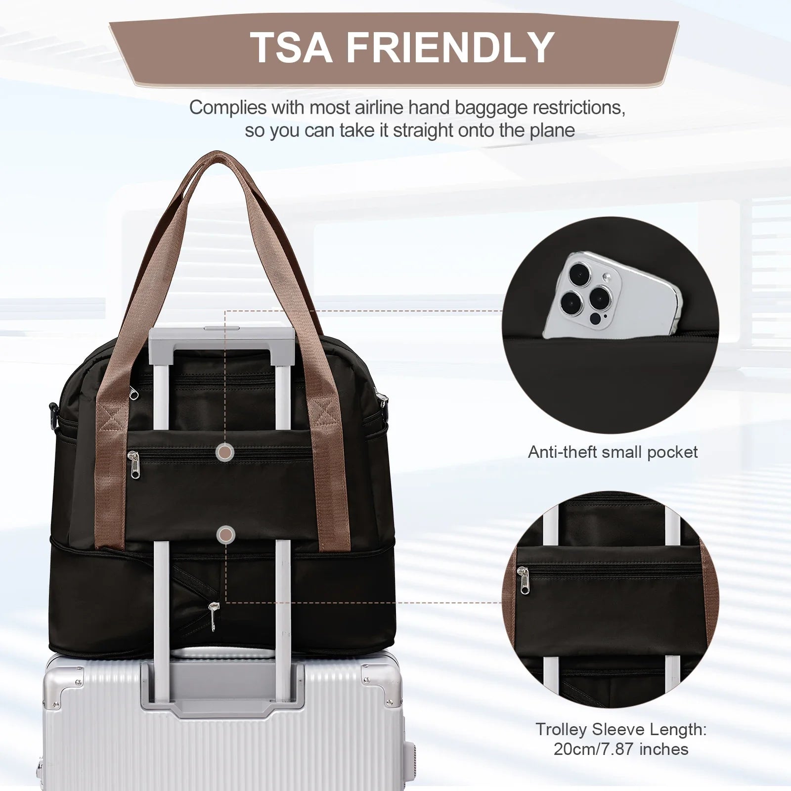 Travel bag "Skyvora" | Maximum size for hand luggage | Light & versatile | 40x20x25 cm & 45x36x20 cm