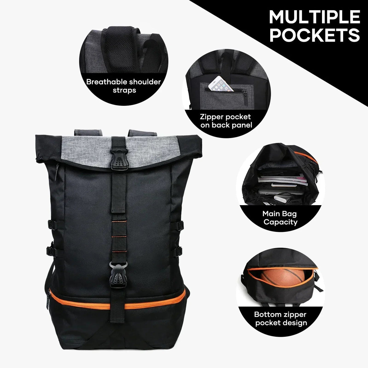 SportGear Backpack with Ball Compartment and Shoe Compartment – 35L Softback