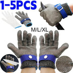 Stainless steel cut-resistant gloves - Anti-cut, wire metal weave hand protection for slaughtering, gardening and labor safety