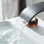 Waterfall Vanity Tap Aqualis Noir | Stainless Steel | Hot & Cold Water | For Bathroom & Guest Toilet
