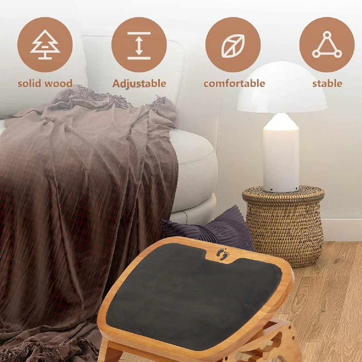 Wooden Under-Desk Footrest – Ergonomic Leg Support for Home & Office