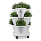 Space-saving stackable plant pots – Vertical planting system with wheels
