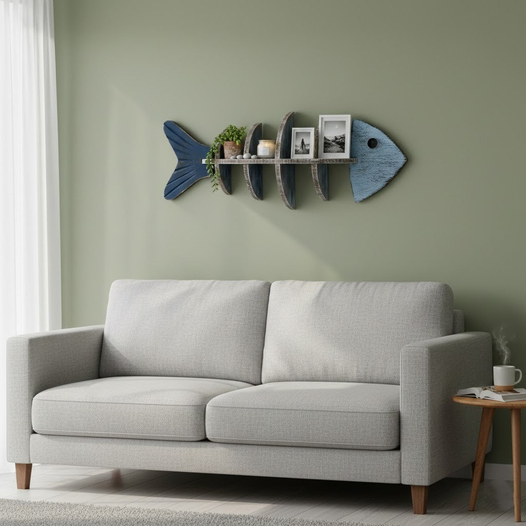 Nordic Fish Wooden Shelf