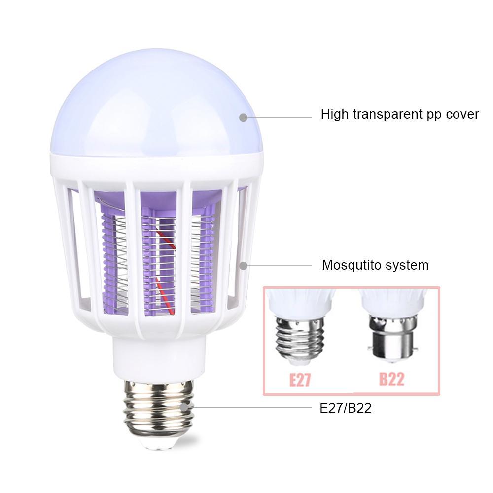 IcoolGadgets AC175~220V LED Mosquito Killer Bulb E27/B22 LED Bulb For Home Lighting Bug Zapper Trap Lamp Insect Anti Mosquito Repeller Light