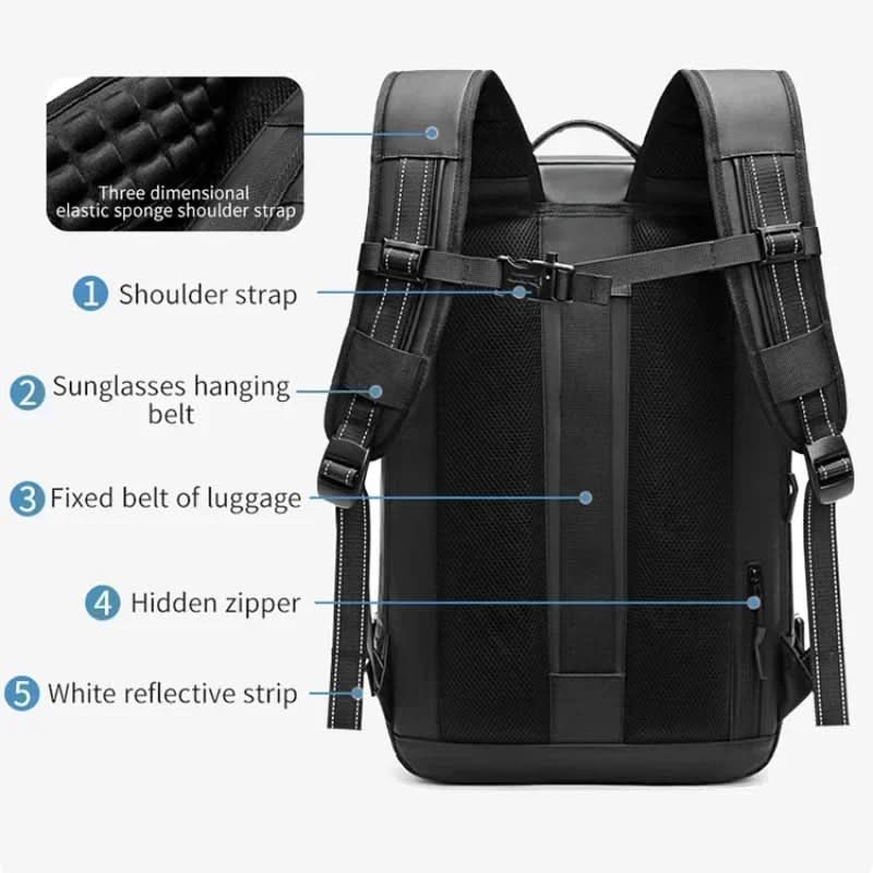 Compressible travel backpack with laptop compartment