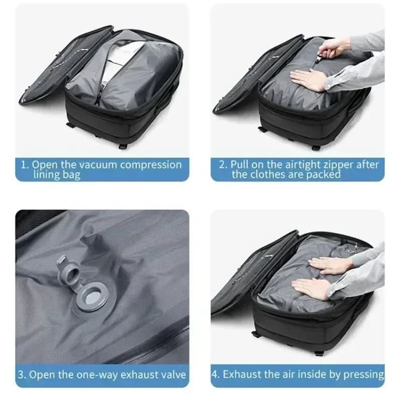 Compressible travel backpack with laptop compartment