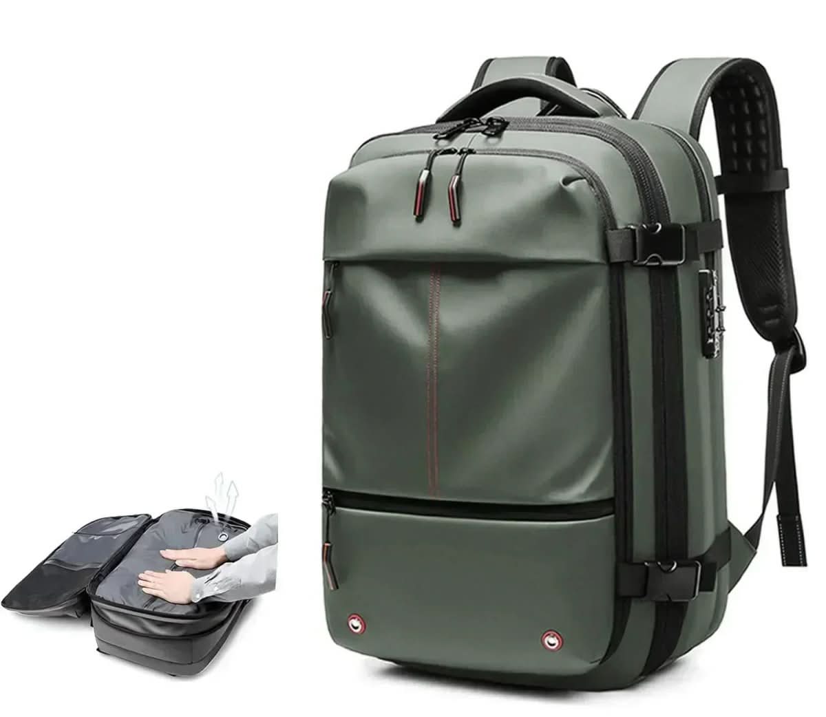 Compressible travel backpack with laptop compartment
