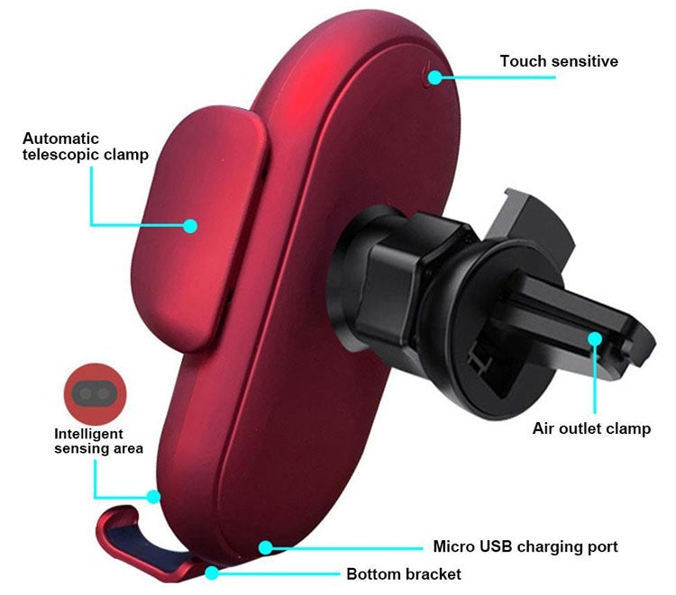 Intelligent wireless car sensor phone holder charger
