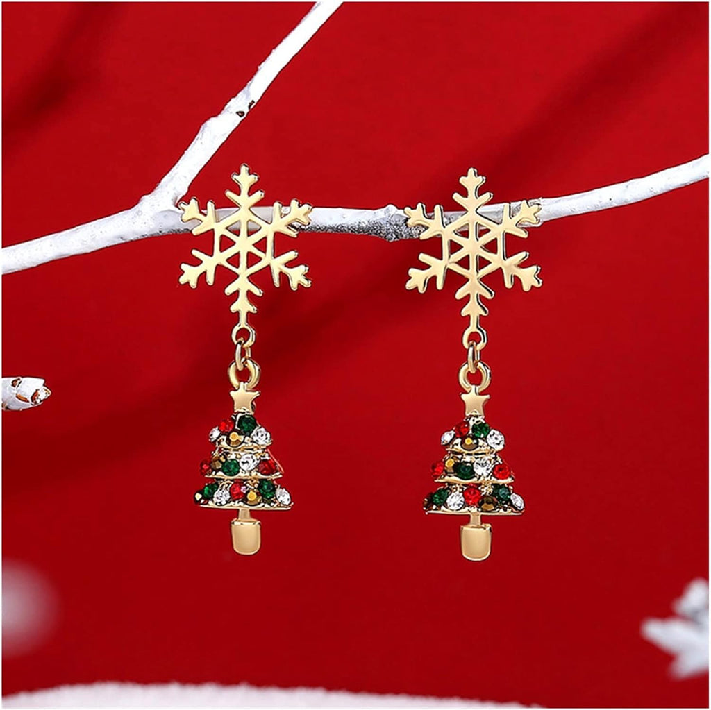 Elegant gold-plated snowflake earrings for festive sparkle