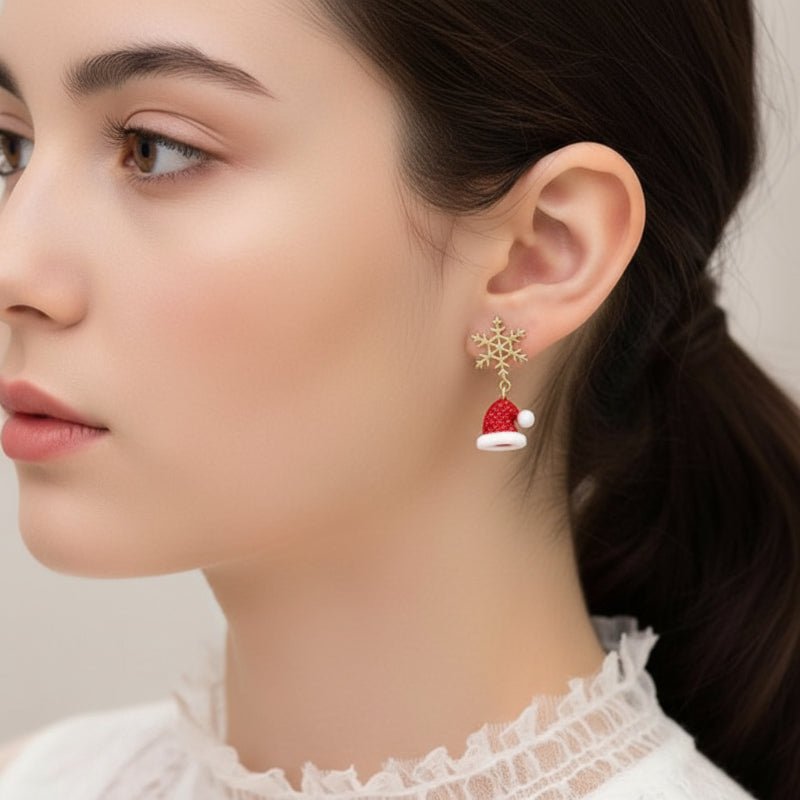 Elegant gold-plated snowflake earrings for festive sparkle
