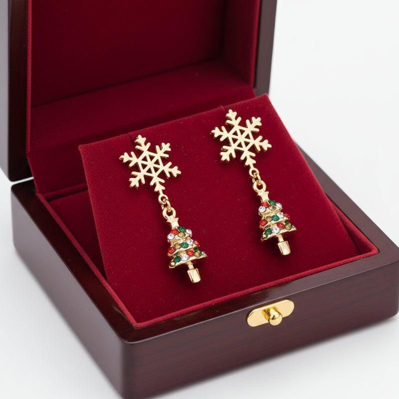 Elegant gold-plated snowflake earrings for festive sparkle