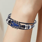 Leather Bracelet with Guitar-Inspired Design