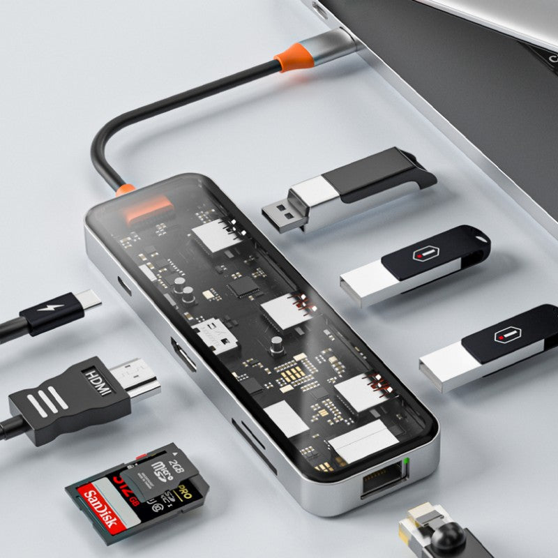 Eight-In-One Multi-Interface Transparent Expansion Dock