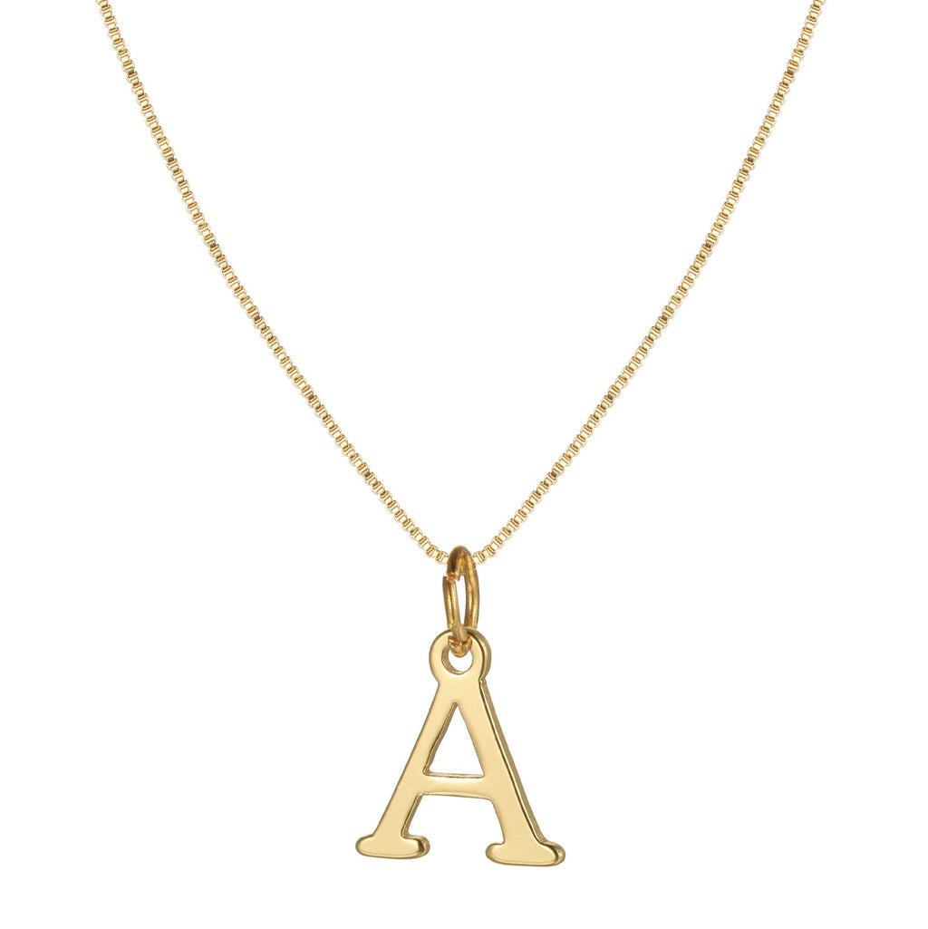 14k Minimal Serif Initial Necklace