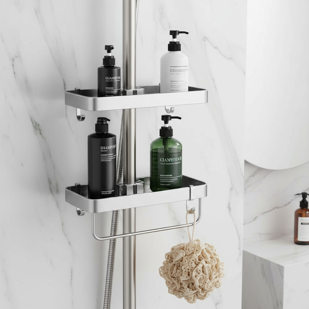 Aluminum Shower Shelf Without Drilling | Practical Shower Tray