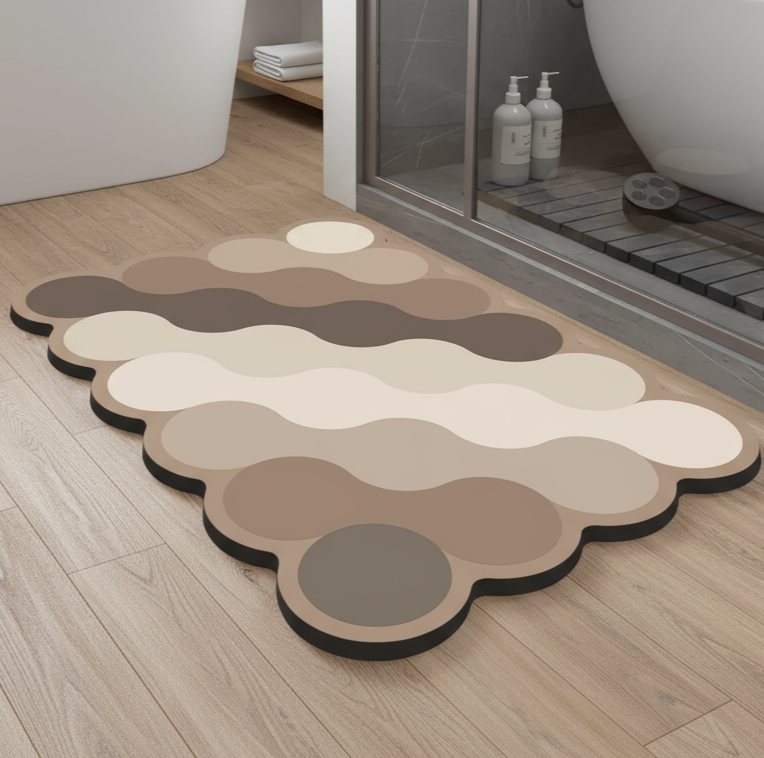 Luxury Diatomite Bathroom Mat Beige | Non-Slip Shower Mat