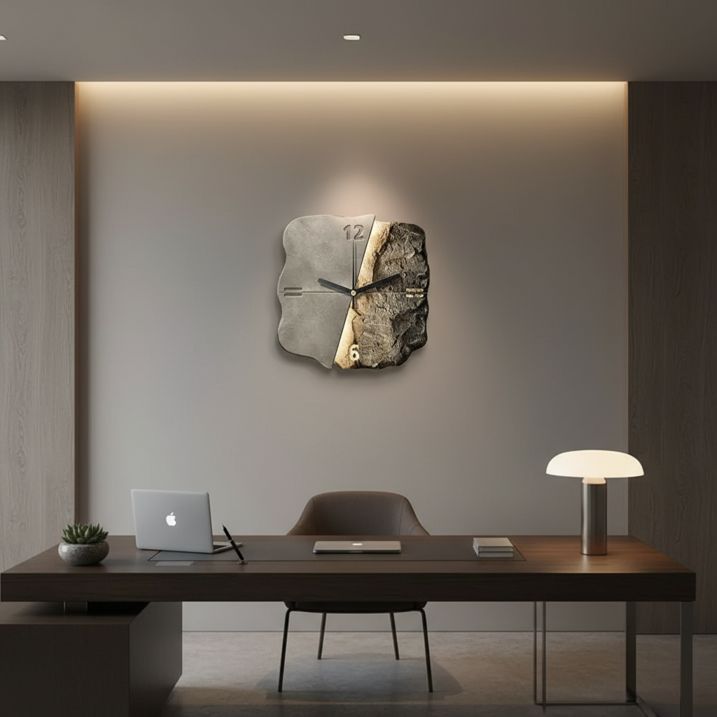 Modern 3D Wall Clock – Large 30cm Designer Sandstone Clock with Silent Quartz Movement