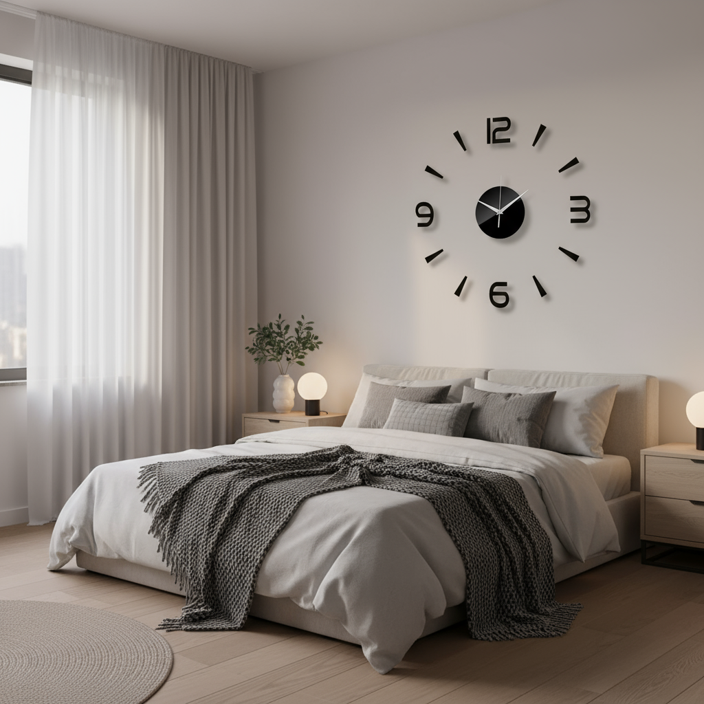 Chrona | Large Wall Clock Black Modern 60 cm Minimalistic
