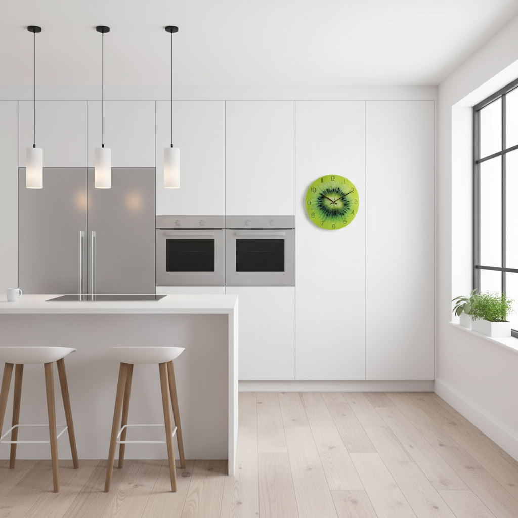 Large Wall Clock Modern made of Glass | Elegant Kitchen Clock