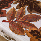 HarvestLeaf Table Runner | Embroidered Maple Leaf Design | Autumn Decor in Country Style