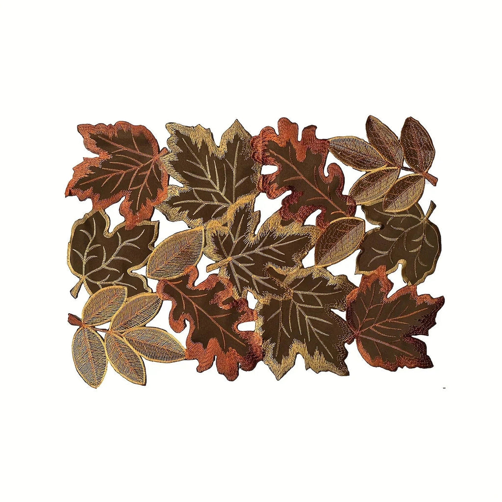 HarvestLeaf Table Runner | Embroidered Maple Leaf Design | Autumn Decor in Country Style