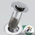 Drain strainer against clogging with pop-up function