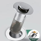 Drain strainer against clogging with pop-up function