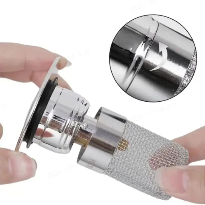 Drain strainer against clogging with pop-up function