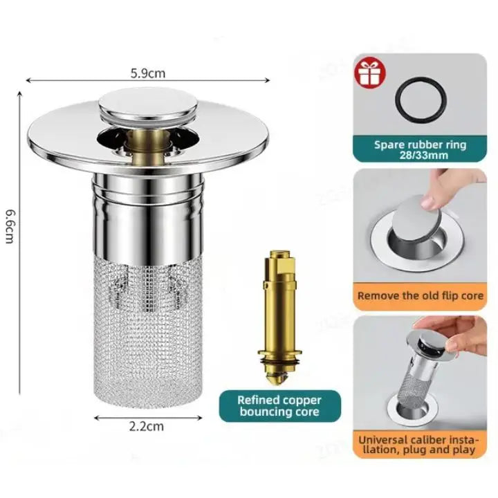 Drain strainer against clogging with pop-up function