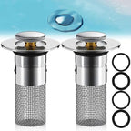 Drain strainer against clogging with pop-up function