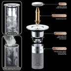 Drain strainer against clogging with pop-up function