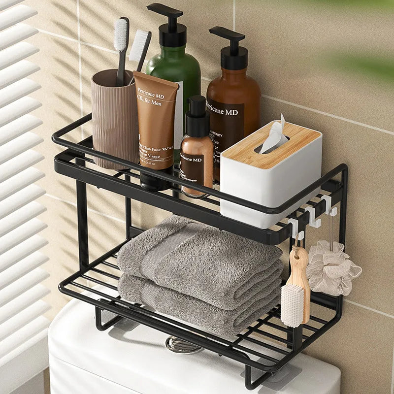 AboveRack | Bathroom Shelf Black No Drilling Narrow
