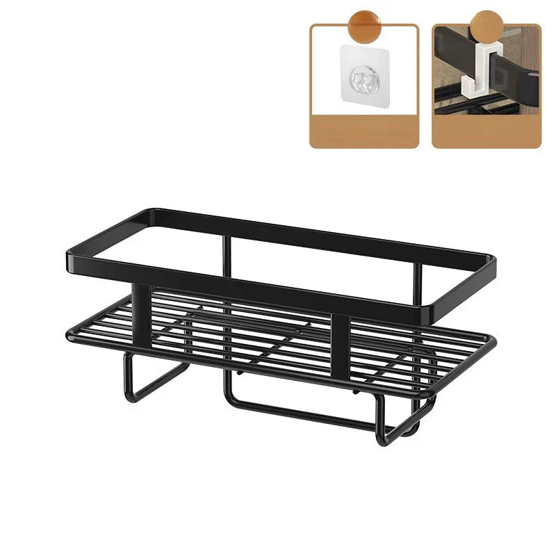 AboveRack | Bathroom Shelf Black No Drilling Narrow