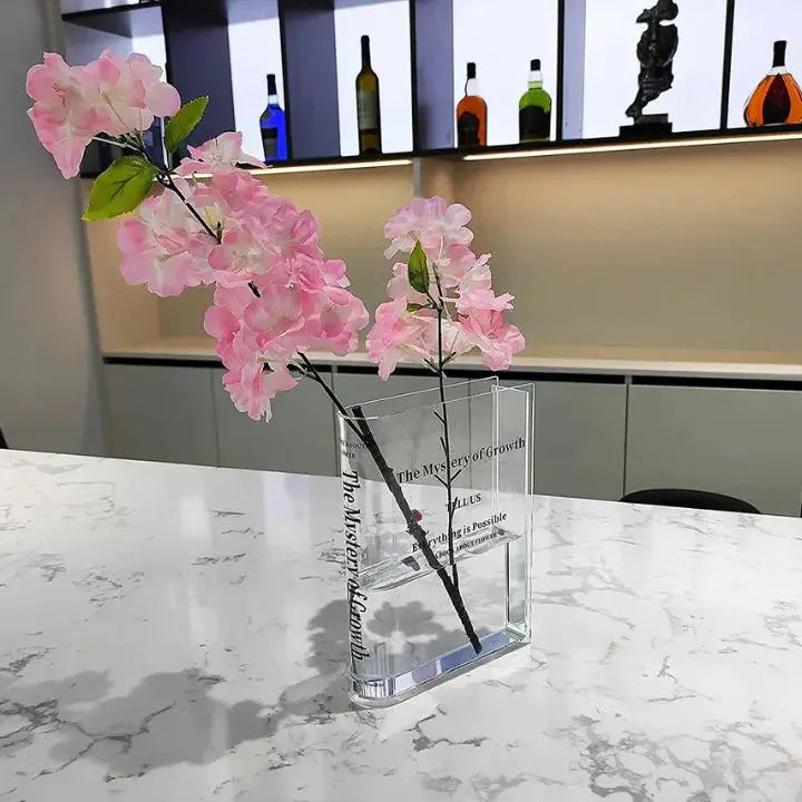 Acrylic Book Vase – Modern Design with Invisible Book Look