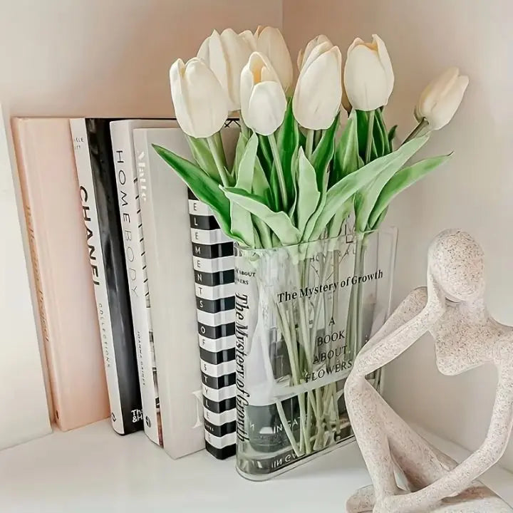Acrylic Book Vase – Modern Design with Invisible Book Look