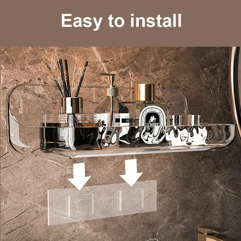 Acrylic Bathroom Shelf | Wall-mounted Shower Organizer No Drilling